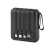 Power bank mini со шнурами: USB, micro USB, Type C, iPhone / емкость 10000