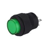 Кнопка с фиксацией R16-503AD, зеленая подсветка