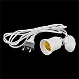 Патрон пластиковий Е27 з вилкою та вимикачем білий